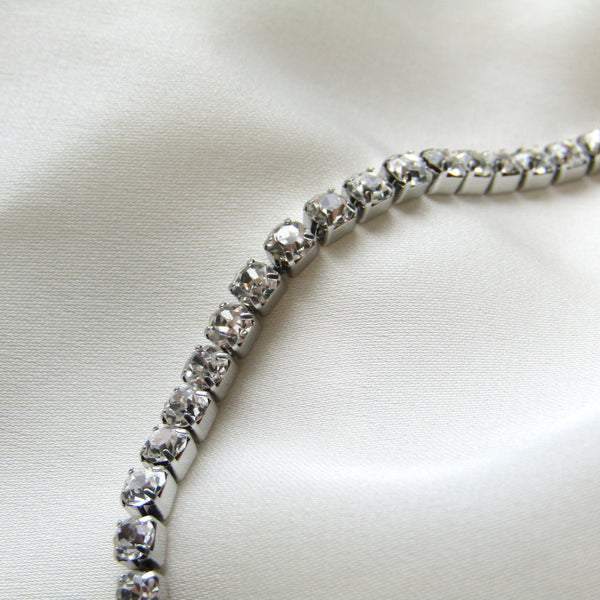 Silver Diamante Tennis Chain Necklace