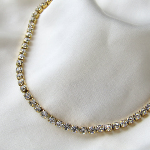 Gold Diamante Tennis Chain Necklace