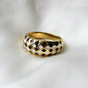 Checkerboard Dome Ring