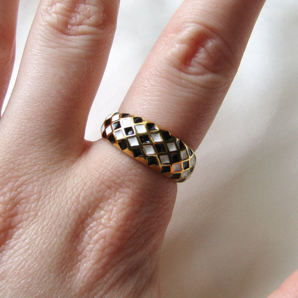 Checkerboard Dome Ring