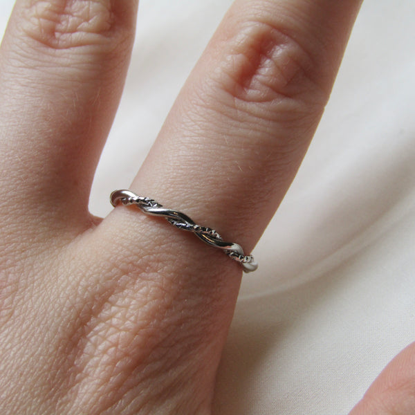 Silver Woven Stacking Ring