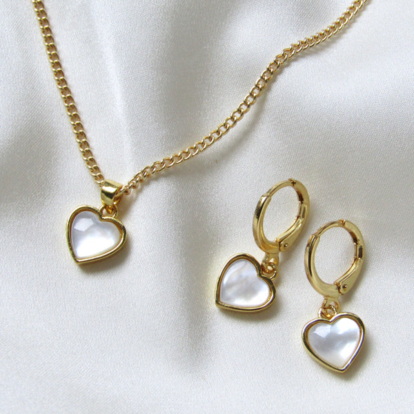 Gold Mother of Pearl Heart Necklace