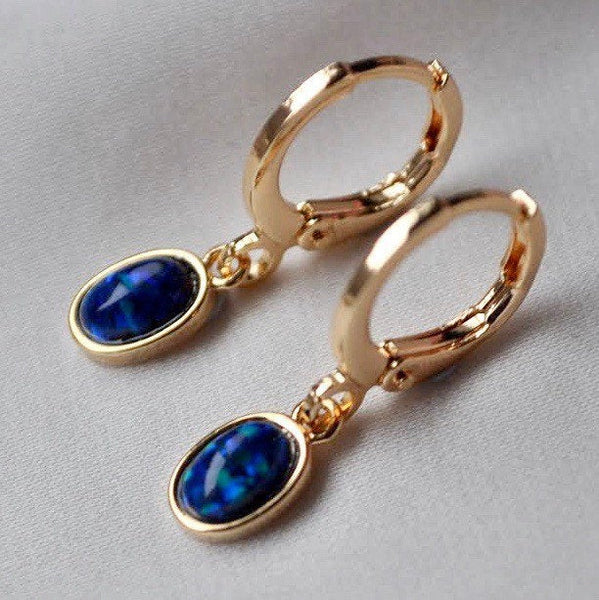 Dark Blue Opal Huggies