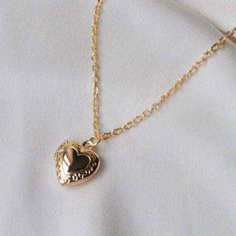 Gold Heart Locket Necklace