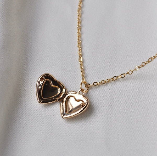 Gold Heart Locket Necklace