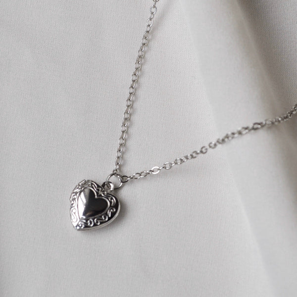 Silver Heart Locket Necklace