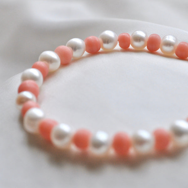 Pearl and Pink Bead Bracelet