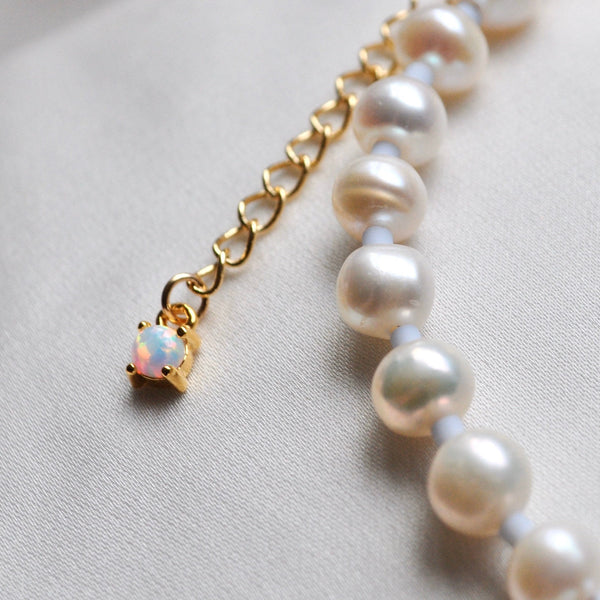 Periwinkle Blue Opal Pearl Bracelet