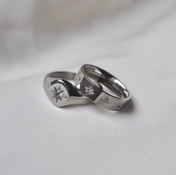 Silver Star Ring Set