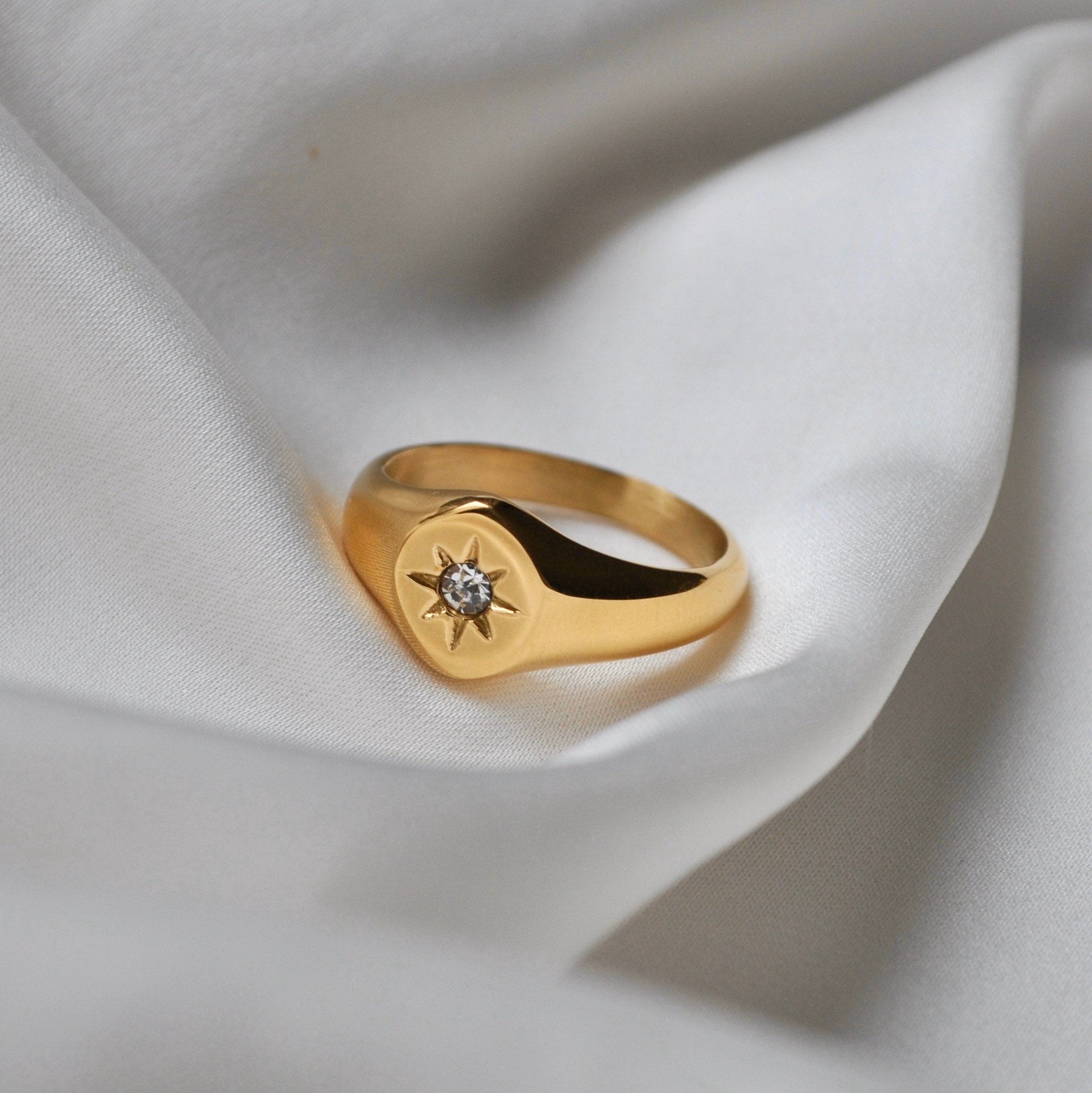 Gold Star Signet Ring