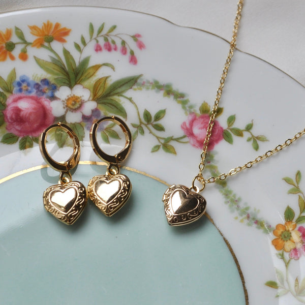 Gold Heart Locket Necklace