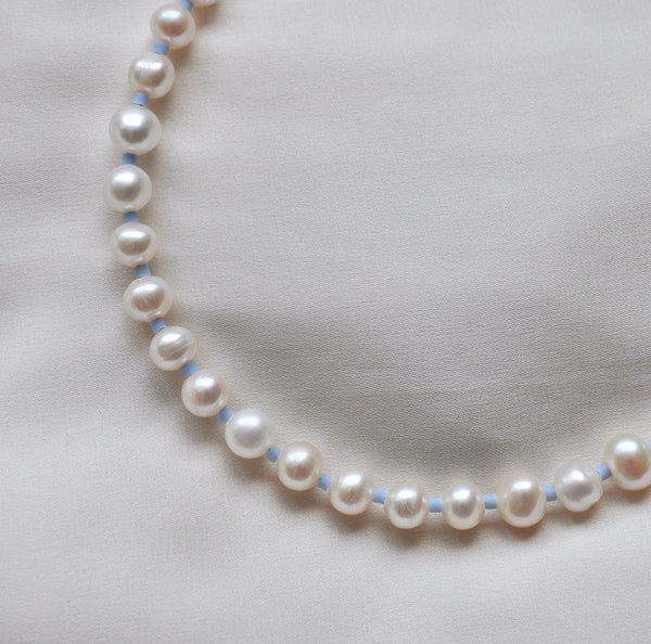 Pearl Blue Bead Necklace