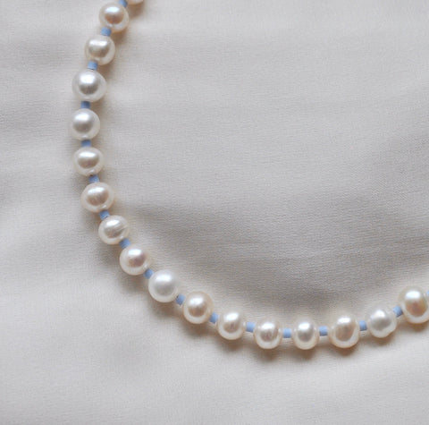 Pearl Blue Bead Necklace