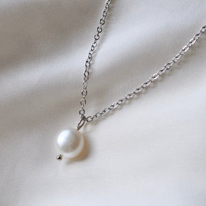 Silver Pearl Pendant Necklace