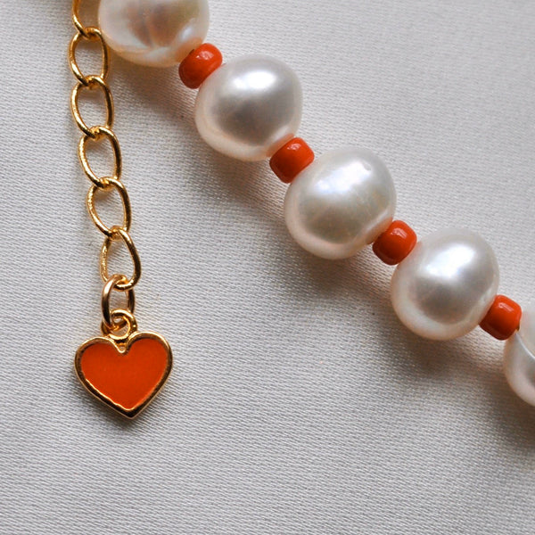 Red Heart Pearl Bracelet