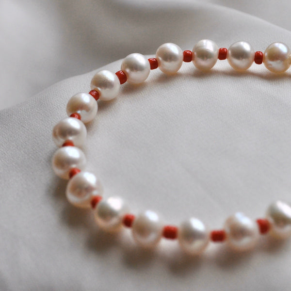 Red Heart Pearl Bracelet