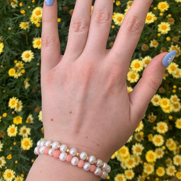 Pearl and Pink Bead Bracelet