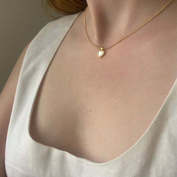 Gold Mother of Pearl Heart Necklace